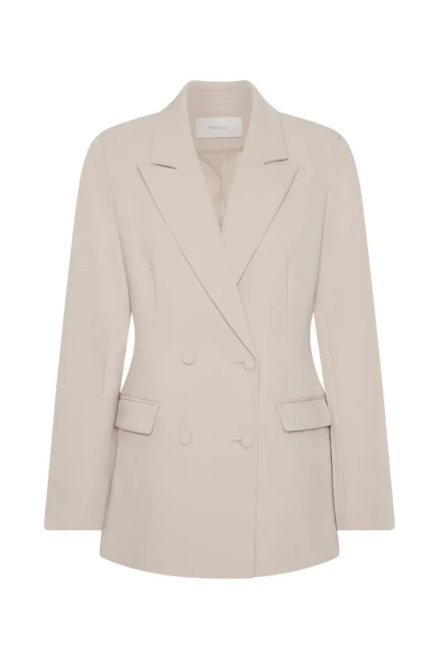 Meshki Blazers Women Rosana Oversized Cinched Blazer 8211 Wheat Wheat