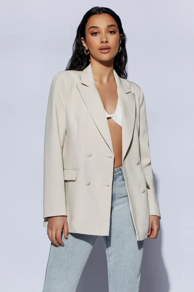 Meshki Blazers Women Rosana Oversized Cinched Blazer 8211 Wheat Wheat