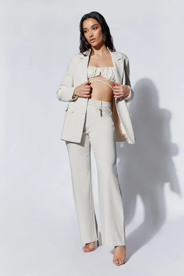 Meshki Blazers Women Rosana Oversized Cinched Blazer 8211 Wheat Wheat