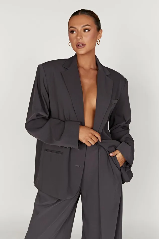 Meshki Blazers Women Simone Oversized Blazer 8211 Charcoal Charcoal