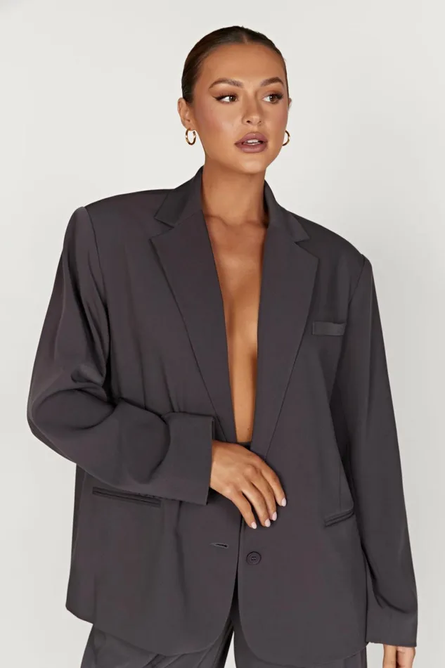 Meshki Blazers Women Simone Oversized Blazer 8211 Charcoal Charcoal