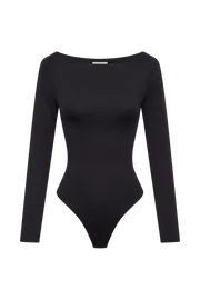 Meshki Bodysuits Women Cate Boatneck Long Sleeve Bodysuit 8211 Black Black