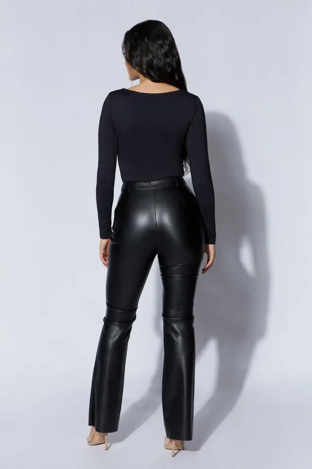 Meshki Bodysuits Women Nia Long Sleeve V Neck Bodysuit 8211 Black Black