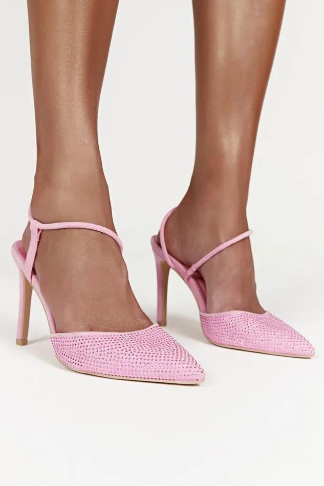Meshki Bridal Shower Women Carter Diamante Closed Toe Heels 8211 Blush Pink Blushpink