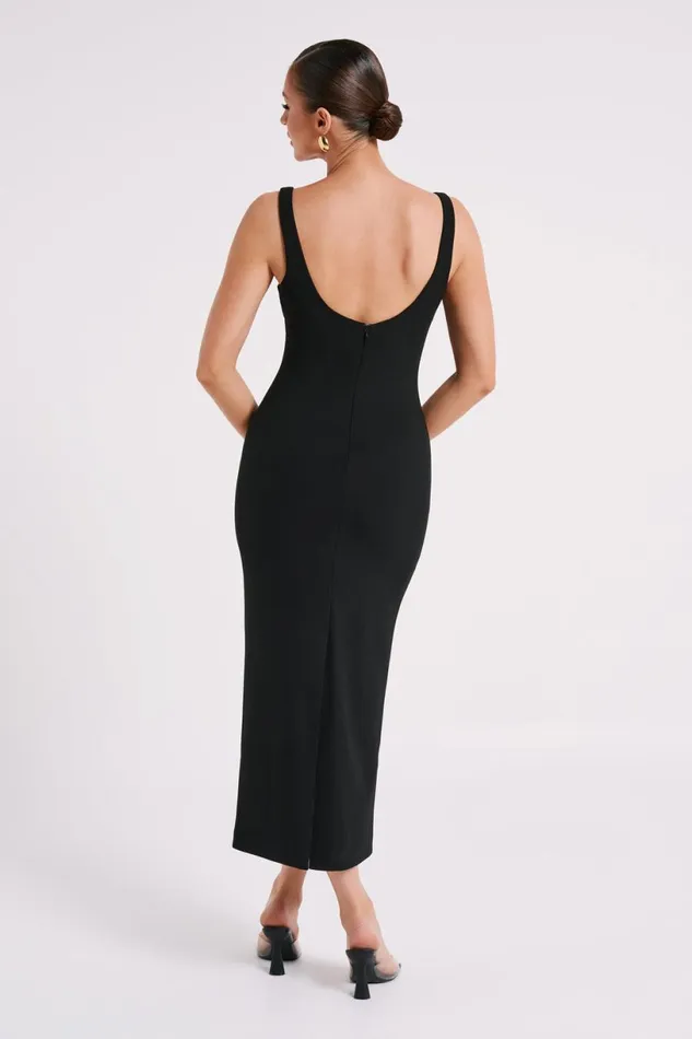 Meshki Bridal Shower Women Dimi Scoop Neck Midi Dress 8211 Black Black