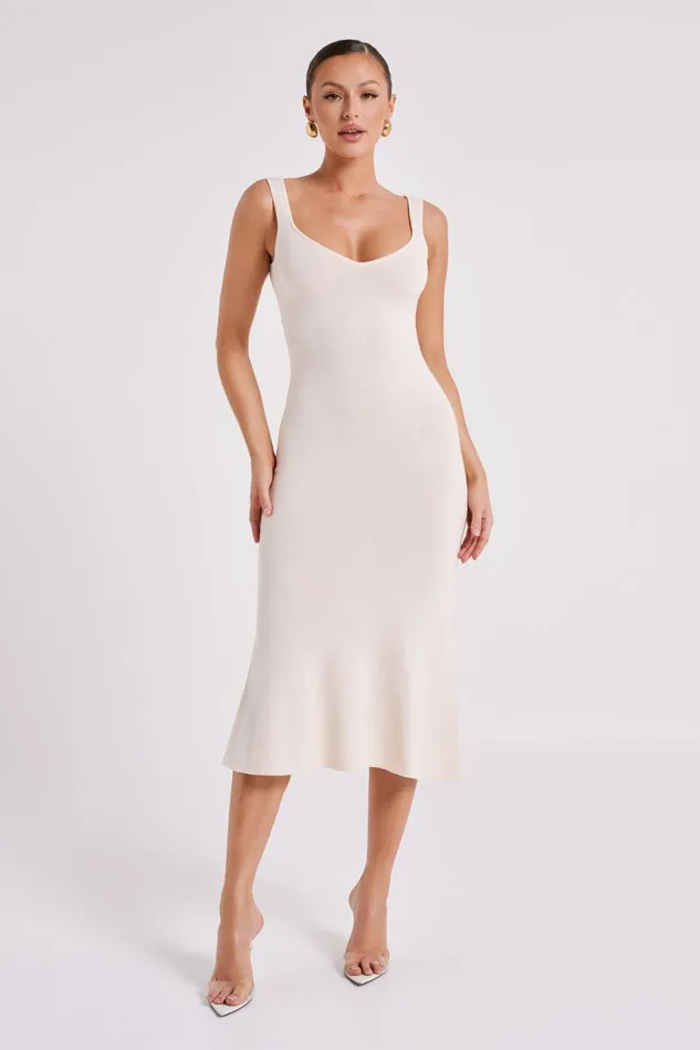 Meshki Bridal Shower Women Easton Knit Midi Dress 8211 Ivory Ivory
