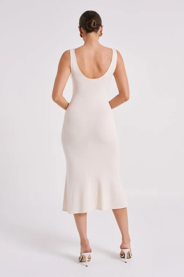 Meshki Bridal Shower Women Easton Knit Midi Dress 8211 Ivory Ivory