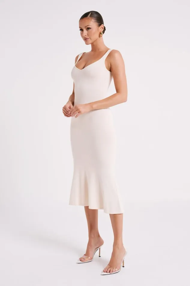Meshki Bridal Shower Women Easton Knit Midi Dress 8211 Ivory Ivory