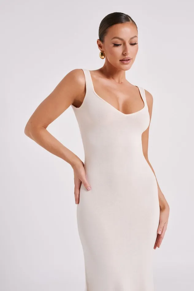 Meshki Bridal Shower Women Easton Knit Midi Dress 8211 Ivory Ivory