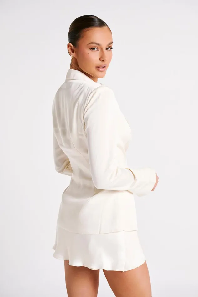 Meshki Brides Women Hartley Satin Collared Shirt 8211 Ivory Ivory