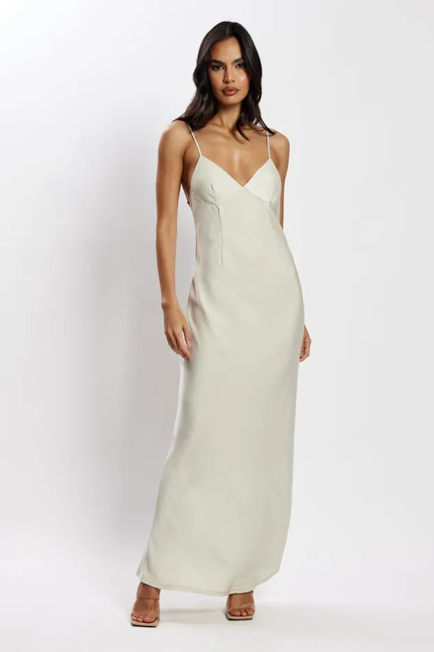 Meshki Bridesmaids Women Baily Satin Maxi Dress 8211 Silver Silver