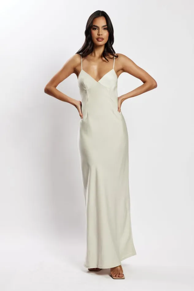 Meshki Bridesmaids Women Baily Satin Maxi Dress 8211 Silver Silver Meshki Bridesmaids Women Baily Satin Maxi Dress 8211 Silver Silver