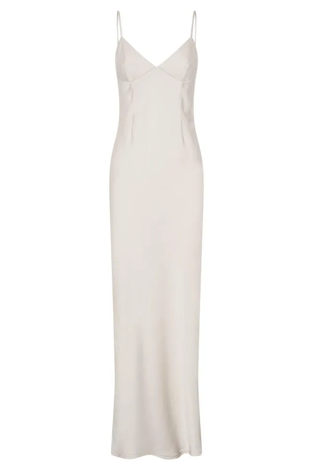 Meshki Bridesmaids Women Baily Satin Maxi Dress 8211 Silver Silver Meshki Bridesmaids Women Baily Satin Maxi Dress 8211 Silver Silver