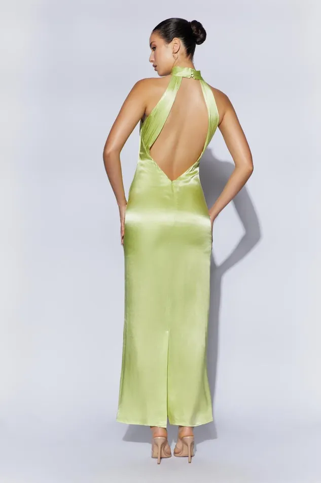 Meshki Bridesmaids Women Claire Satin Drape Back Maxi Dress 8211 Pistachio Green Pistachio Green Meshki Bridesmaids Women Claire Satin Drape Back Maxi Dress 8211 Pistachio Green Pistachio Green