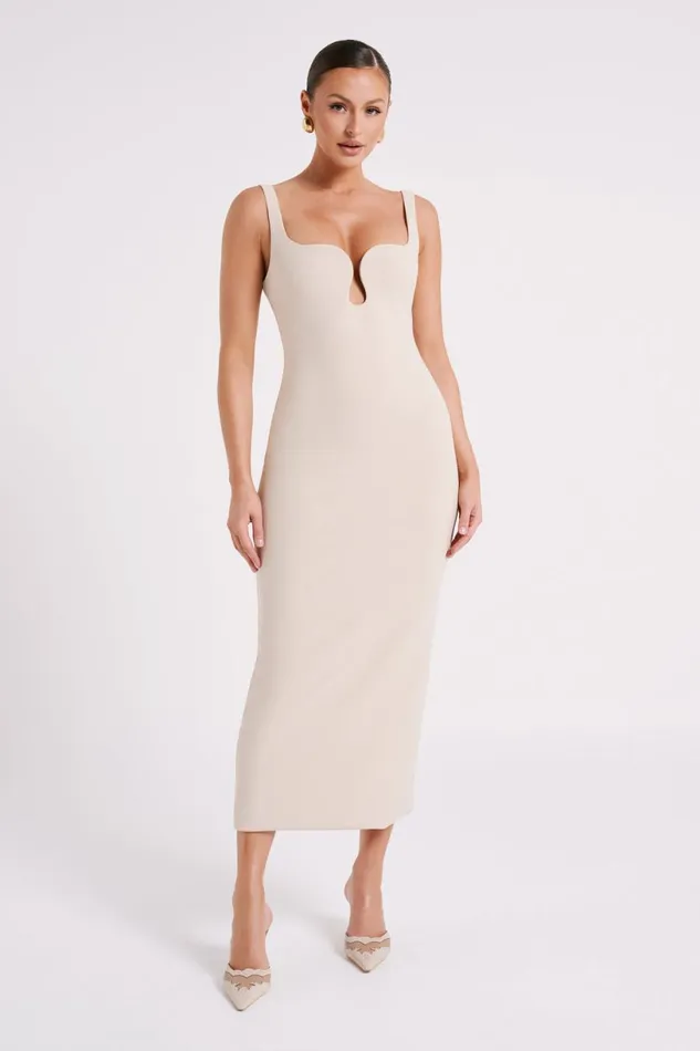 Meshki Bridesmaids Women Dimi Scoop Neck Midi Dress 8211 Cream Cream
