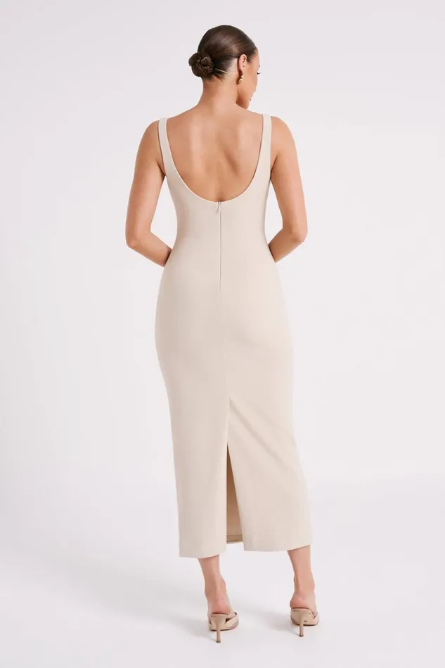 Meshki Bridesmaids Women Dimi Scoop Neck Midi Dress 8211 Cream Cream