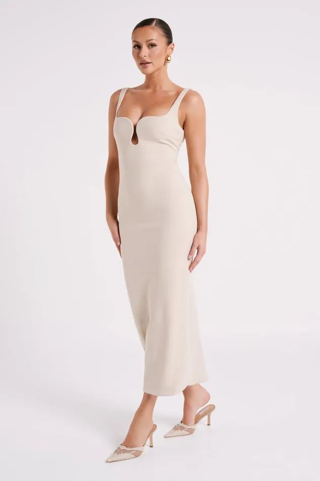 Meshki Bridesmaids Women Dimi Scoop Neck Midi Dress 8211 Cream Cream