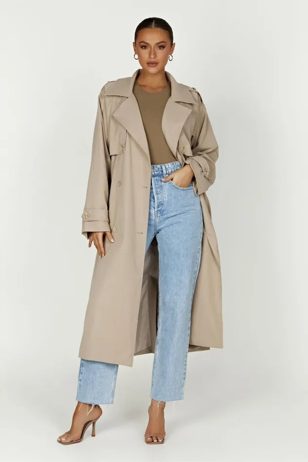 Meshki Coats and Jackets Women Andreas Oversized Trench Coat 8211 Beige Beige