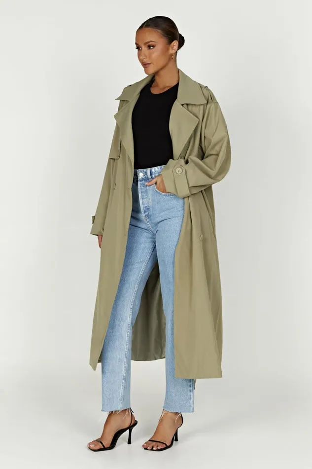 Meshki Coats and Jackets Women Andreas Oversized Trench Coat 8211 Olive Olive Meshki Coats and Jackets Women Andreas Oversized Trench Coat 8211 Olive Olive