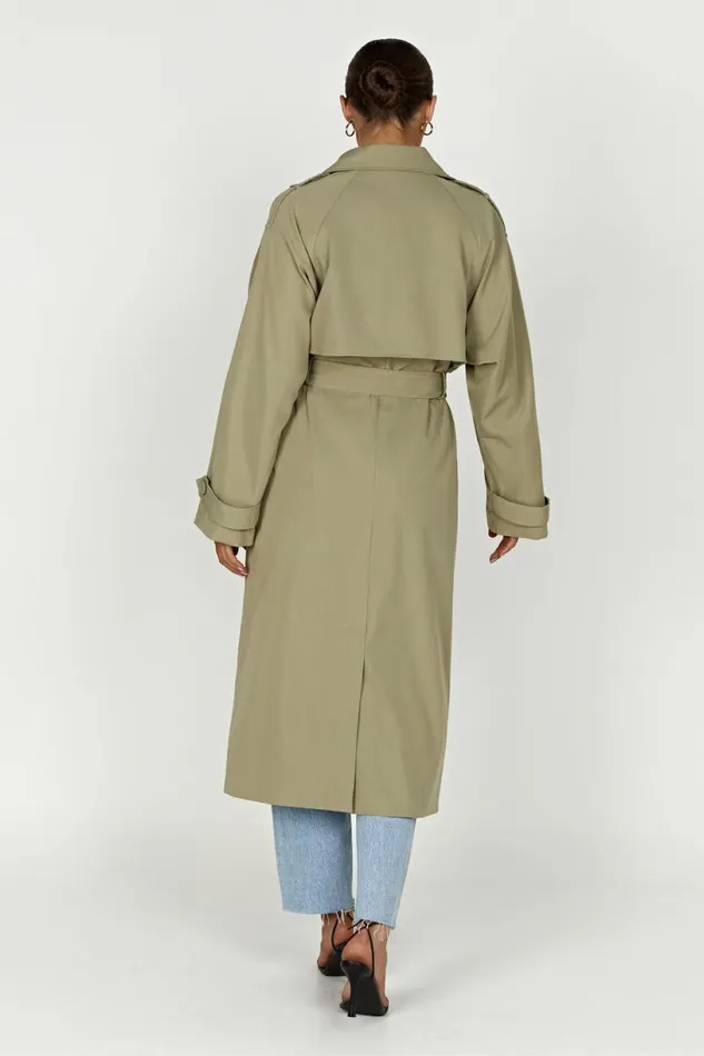 Meshki Coats and Jackets Women Andreas Oversized Trench Coat 8211 Olive Olive