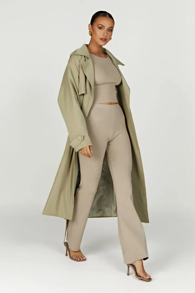 Meshki Coats and Jackets Women Andreas Oversized Trench Coat 8211 Olive Olive