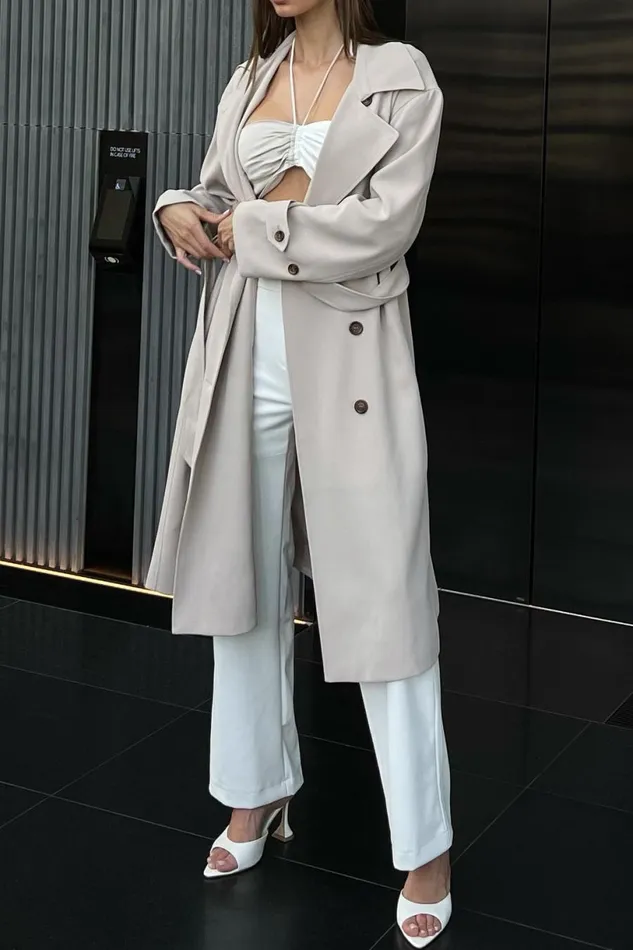 Meshki Coats and Jackets Women Keily Super Oversized Trench Coat 8211 Bone Bone Meshki Coats and Jackets Women Keily Super Oversized Trench Coat 8211 Bone Bone