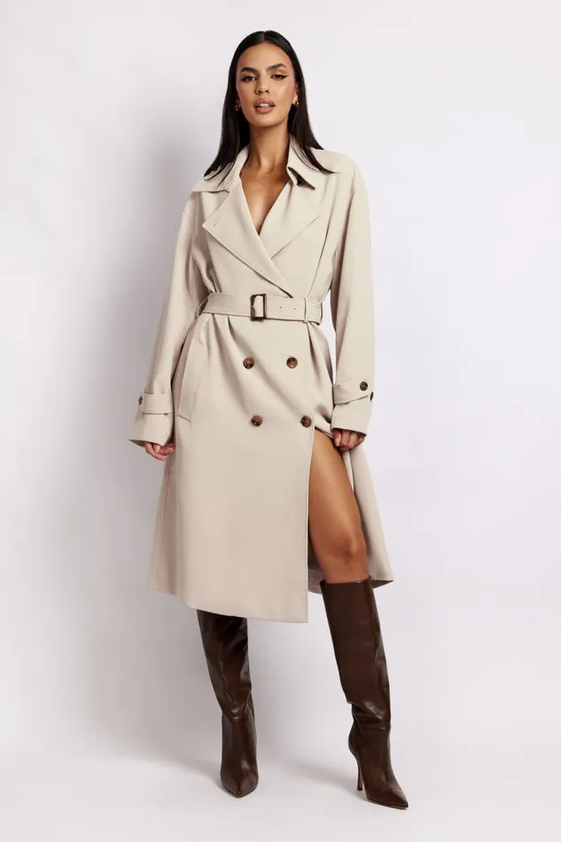 Meshki Coats and Jackets Women Keily Super Oversized Trench Coat 8211 Bone Bone