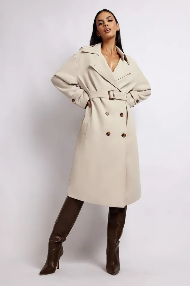 Meshki Coats and Jackets Women Keily Super Oversized Trench Coat 8211 Bone Bone