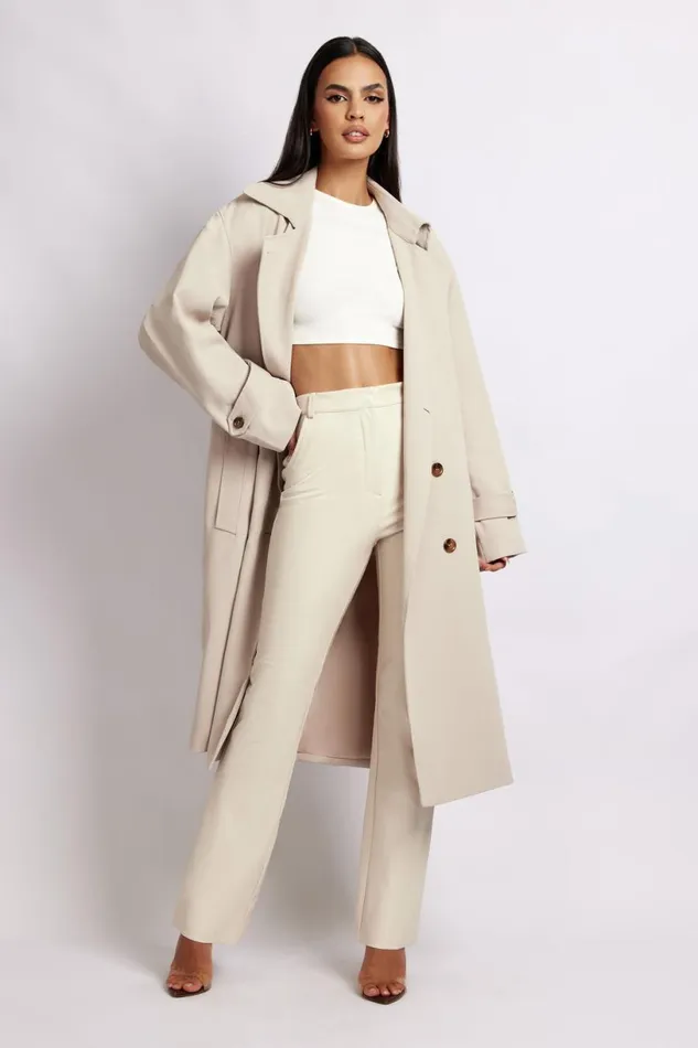 Meshki Coats and Jackets Women Keily Super Oversized Trench Coat 8211 Bone Bone
