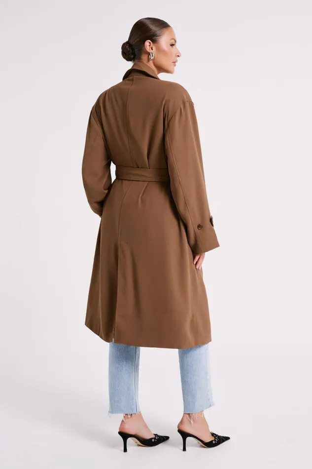 Meshki Coats and Jackets Women Keily Trench Coat 8211 Chocolate Chocolate