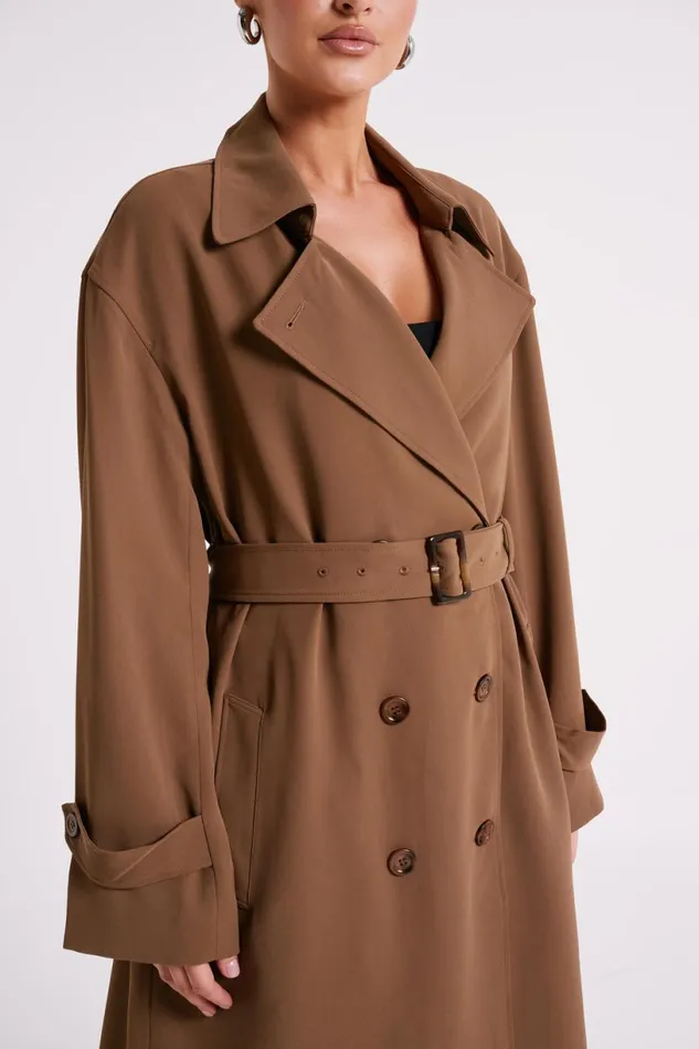 Meshki Coats and Jackets Women Keily Trench Coat 8211 Chocolate Chocolate