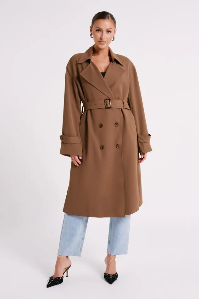 Meshki Coats and Jackets Women Keily Trench Coat 8211 Chocolate Chocolate