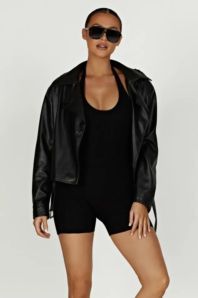 Meshki Coats and Jackets Women Kirby Faux Leather Jacket 8211 Black Black