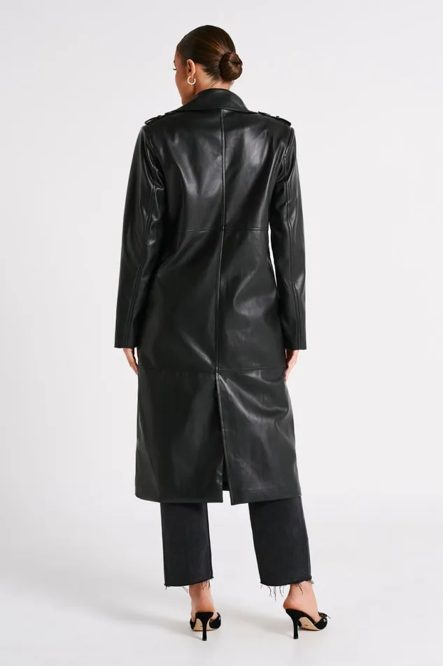 Meshki Coats and Jackets Women Lexington Pu Trench Coat 8211 Black Black Meshki Coats and Jackets Women Lexington Pu Trench Coat 8211 Black Black