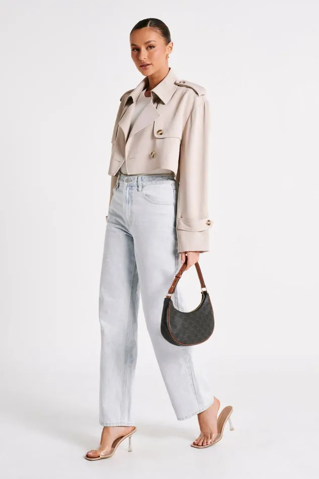 Meshki Coats and Jackets Women Palmer Cropped Trench Coat 8211 Bone Bone