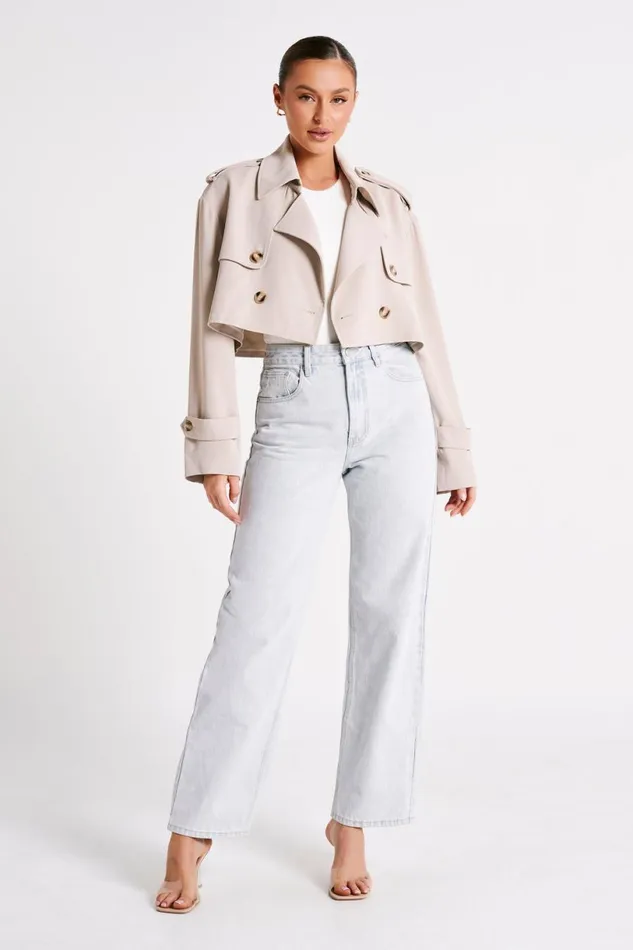 Meshki Coats and Jackets Women Palmer Cropped Trench Coat 8211 Bone Bone