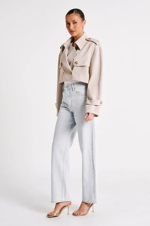 Meshki Coats and Jackets Women Palmer Cropped Trench Coat 8211 Bone Bone