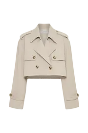 Meshki Coats and Jackets Women Palmer Cropped Trench Coat 8211 Bone Bone