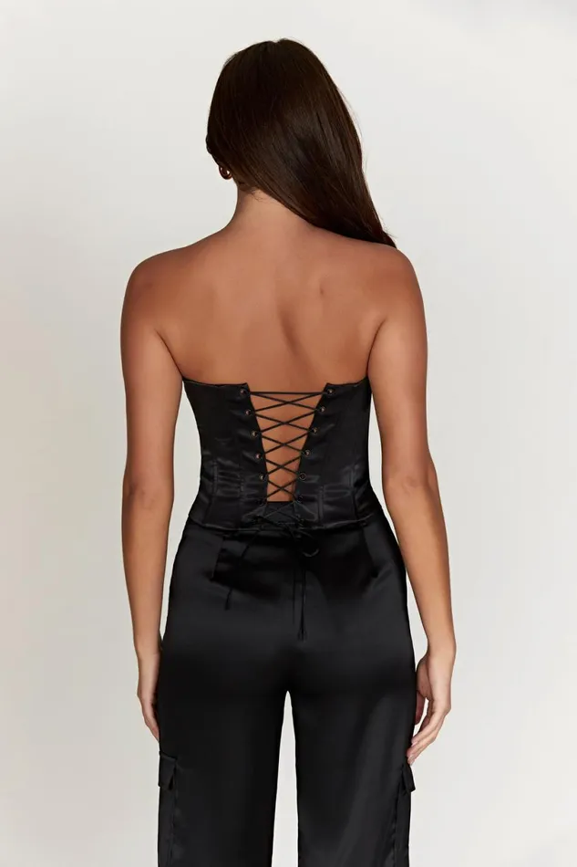 Meshki Corsets Women Amaya Lace Up Corset Top 8211 Black Black