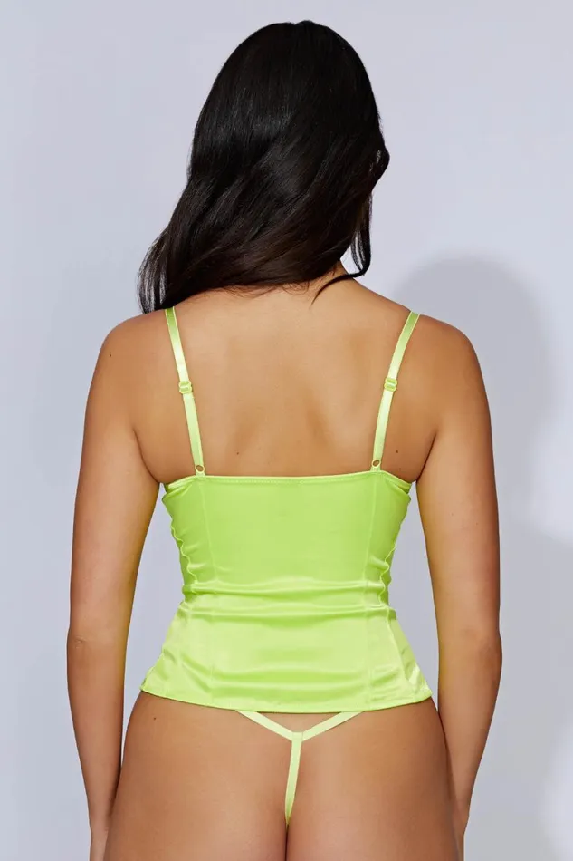 Meshki Corsets Women Claudia Lace Satin Bustier Corset 8211 Lime Green Limegreen Meshki Corsets Women Claudia Lace Satin Bustier Corset 8211 Lime Green Limegreen