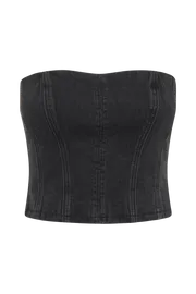 Meshki Corsets Women Jordana Denim Tube Top 8211 Washed Black Washedblack