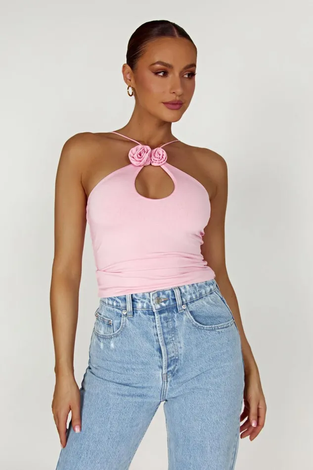 Meshki Crop Tops Women Adeline Rose Halter Top 8211 Baby Pink Babypink