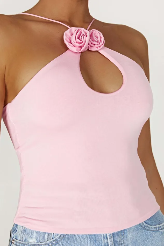 Meshki Crop Tops Women Adeline Rose Halter Top 8211 Baby Pink Babypink