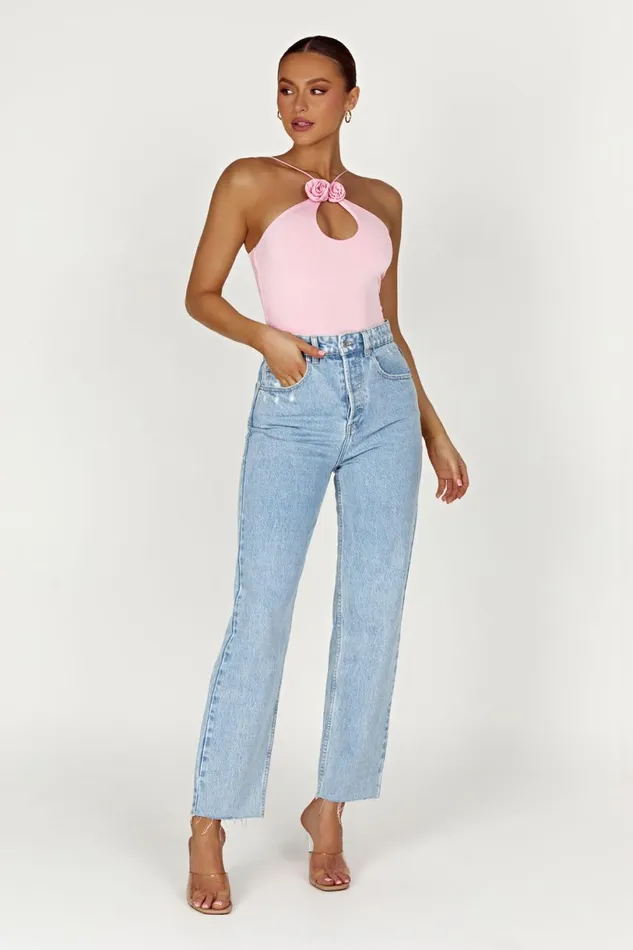 Meshki Crop Tops Women Adeline Rose Halter Top 8211 Baby Pink Babypink