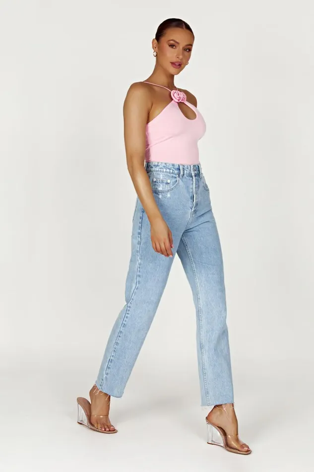 Meshki Crop Tops Women Adeline Rose Halter Top 8211 Baby Pink Babypink
