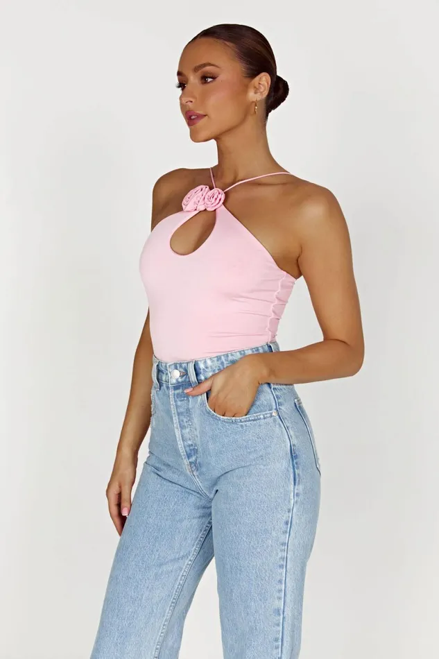 Meshki Crop Tops Women Adeline Rose Halter Top 8211 Baby Pink Babypink