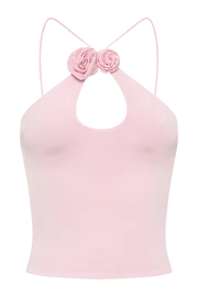 Meshki Crop Tops Women Adeline Rose Halter Top 8211 Baby Pink Babypink