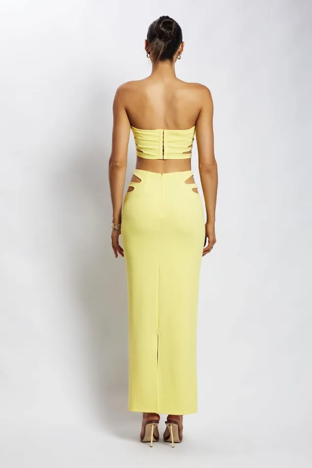 Meshki Crop Tops Women Audrina Cut Out Bandeau Top 8211 Yellow Yellow Meshki Crop Tops Women Audrina Cut Out Bandeau Top 8211 Yellow Yellow