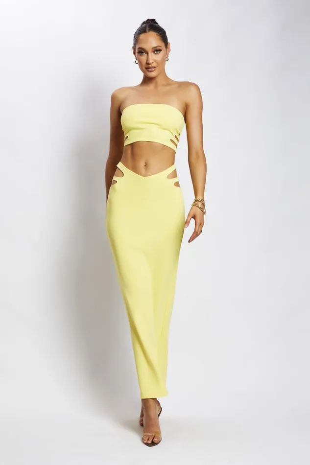 Meshki Crop Tops Women Audrina Cut Out Bandeau Top 8211 Yellow Yellow Meshki Crop Tops Women Audrina Cut Out Bandeau Top 8211 Yellow Yellow