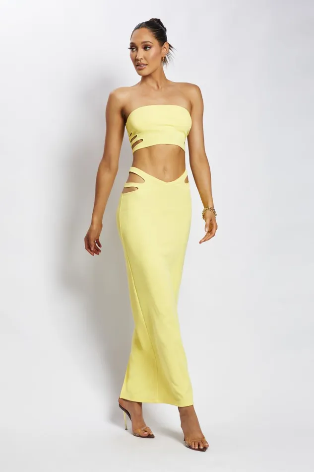 Meshki Crop Tops Women Audrina Cut Out Bandeau Top 8211 Yellow Yellow Meshki Crop Tops Women Audrina Cut Out Bandeau Top 8211 Yellow Yellow